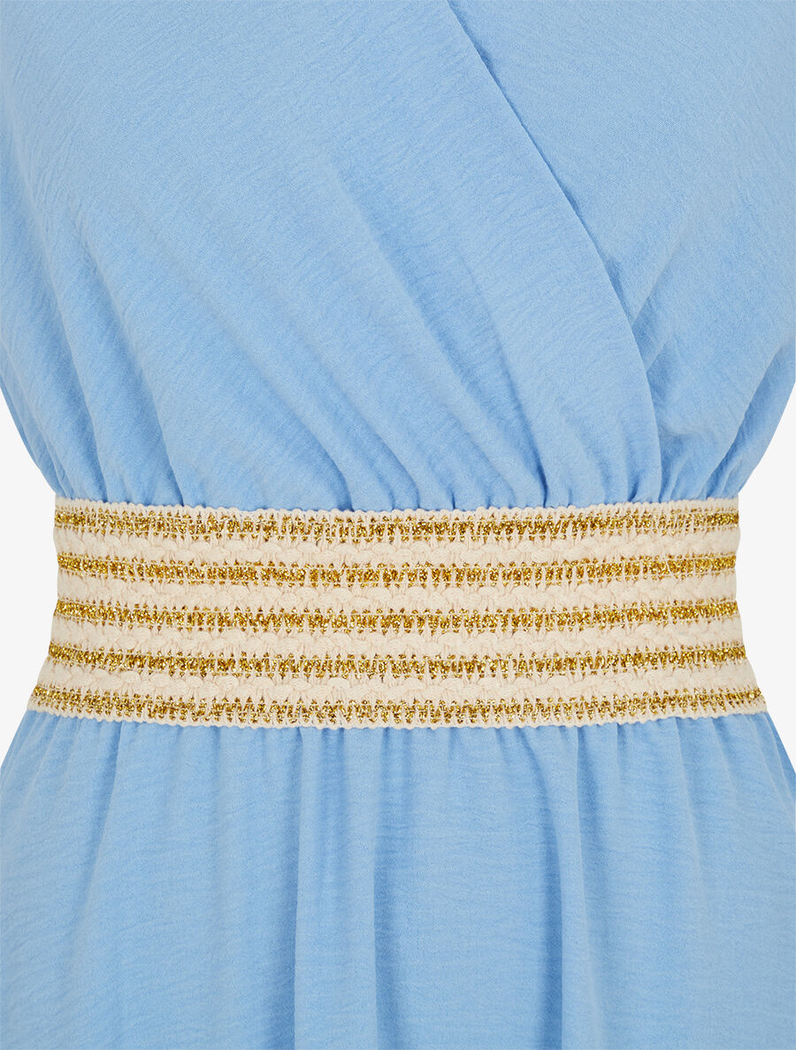 Robe unie à bande élastiquée - Bleu ciel - 3