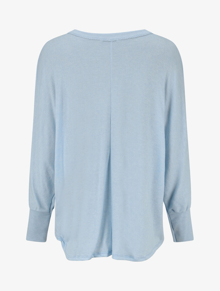 Pull fin droit flocage stylisé irisé - Bleu ciel - 2