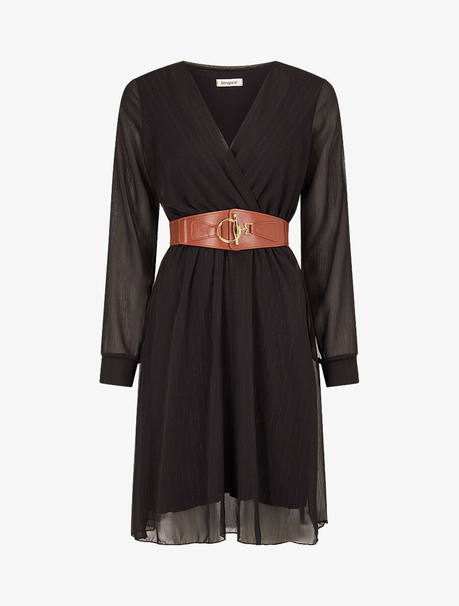 Robe légère en voile lamé - Noir - 5