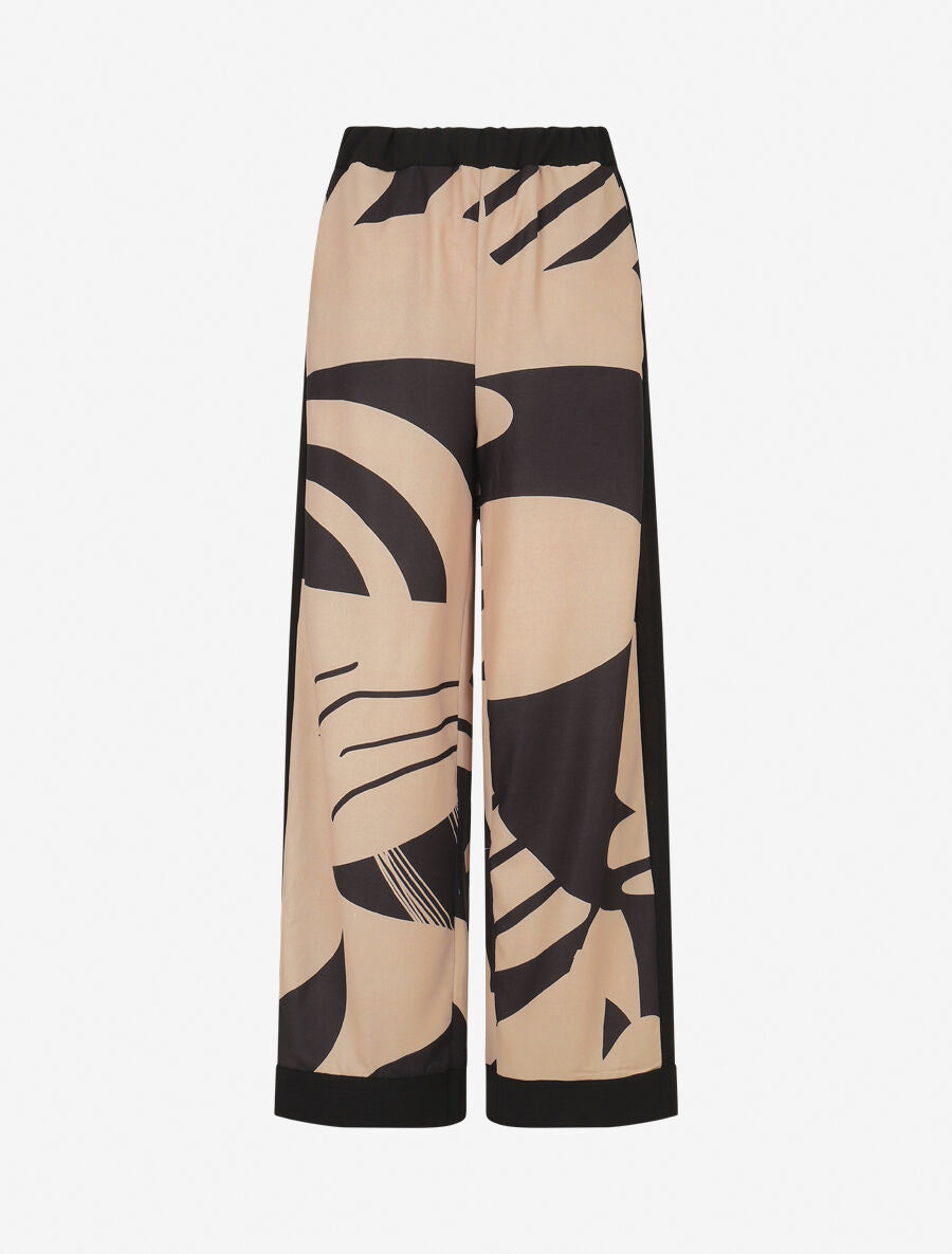 Pantalon droit taille haute imprimé fantaisie - Camel - 4