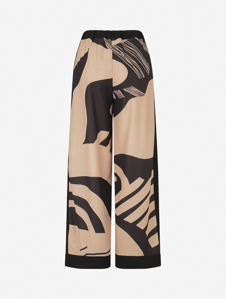 Pantalon droit taille haute imprimé fantaisie - Camel - 2