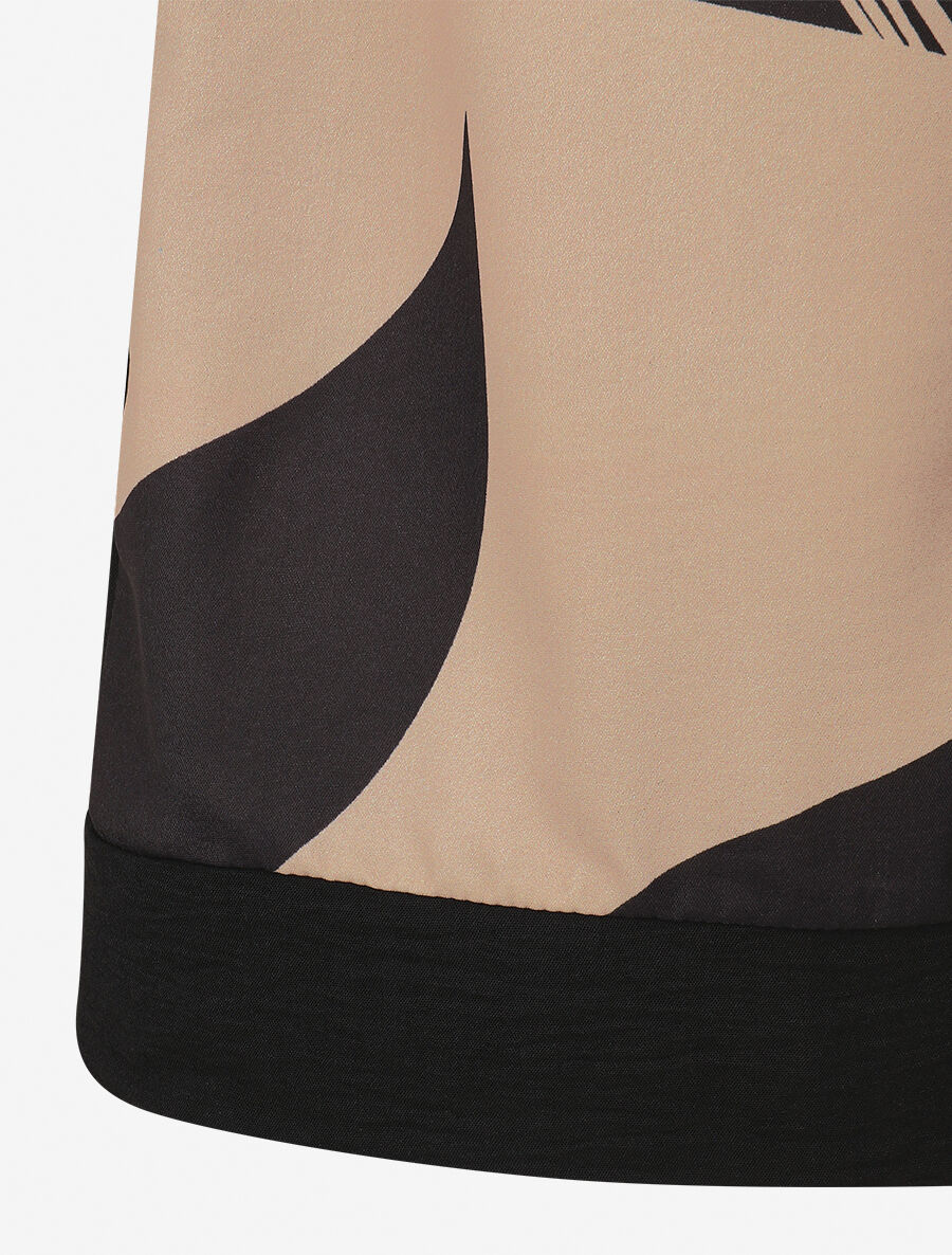 Pantalon droit taille haute imprimé fantaisie - Camel - 3