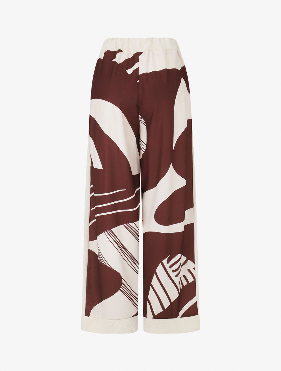 Pantalon droit taille haute imprimé fantaisie - Bordeaux - 2