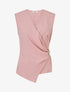 Top asymétrique élastiqué à col cache-coeur - Vieux rose - 1