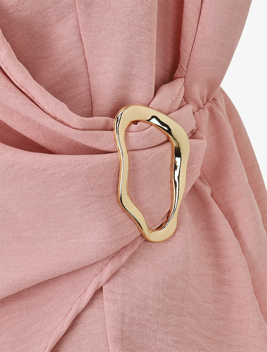 Top asymétrique élastiqué à col cache-coeur - Vieux rose - 3