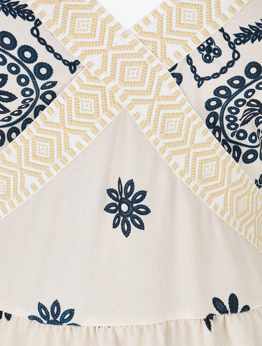 Robe élastiquée imprimé fleurs - Marine - 3
