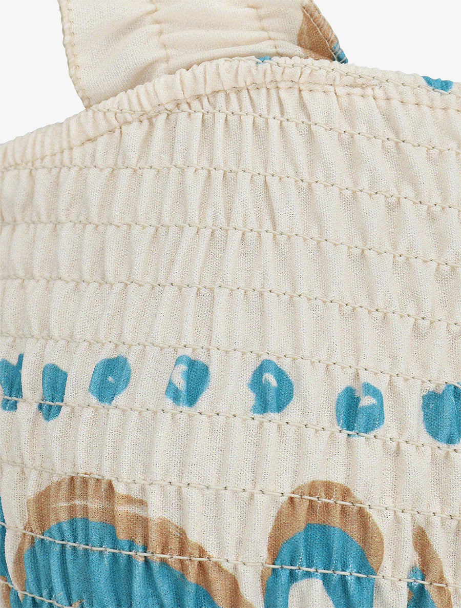 Combinaison imprimé ikat à buste élastiqué - Turquoise - 3