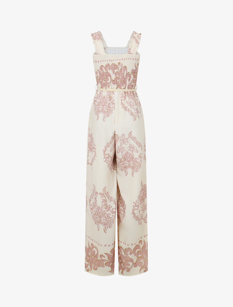 Combinaison imprimé ikat à buste élastiqué - Rose - 2