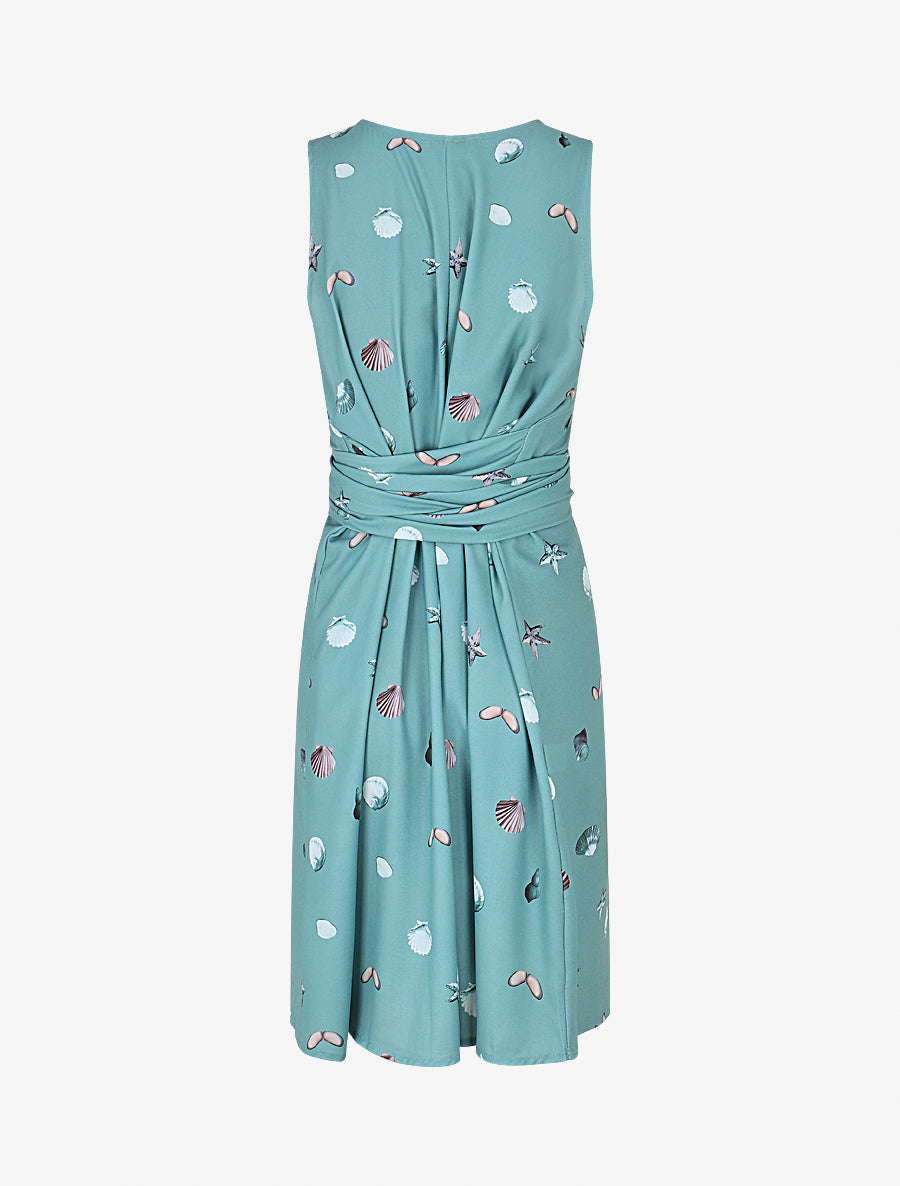 Robe à nouer imprimé coquillages - Vert de gris - 2