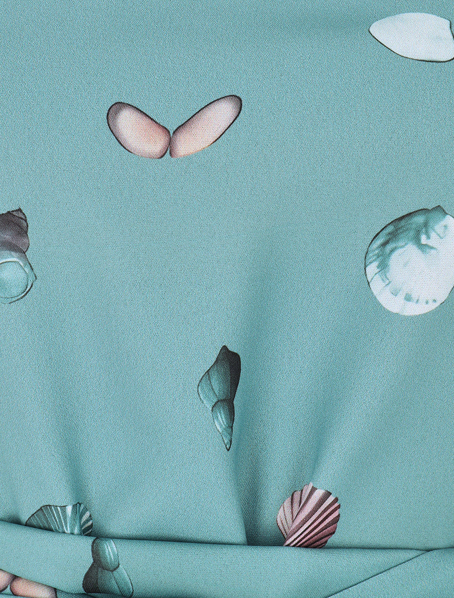 Robe à nouer imprimé coquillages - Vert de gris - 3