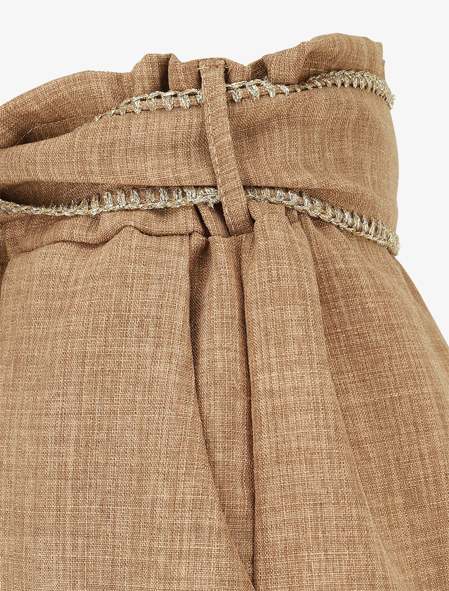 Short taille haute à ceinture fantaisie - Taupe - 3