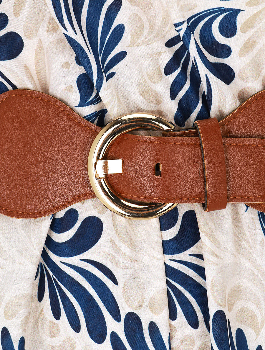 Combishort élastiqué à imprimé foulard - Marine - 3