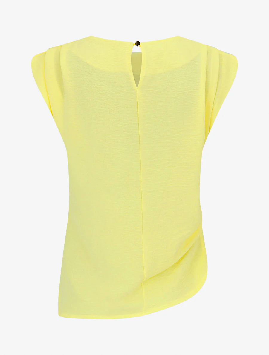 Top asimmetrico effetto drappeggiato - Giallo