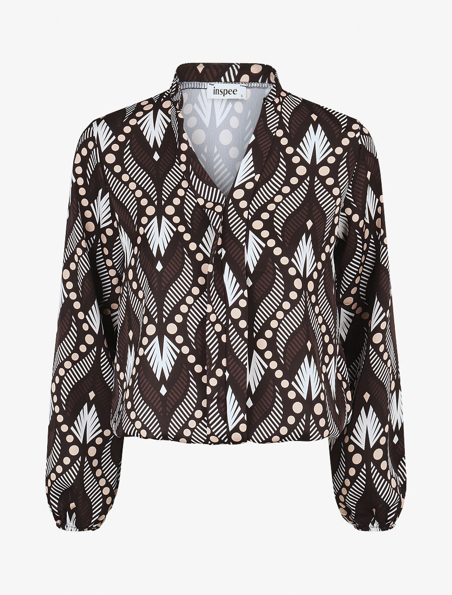 Blouse imprimé fantaisie - Noir - 1