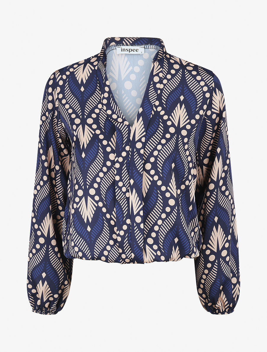 Blouse imprimé fantaisie - Marine - 1