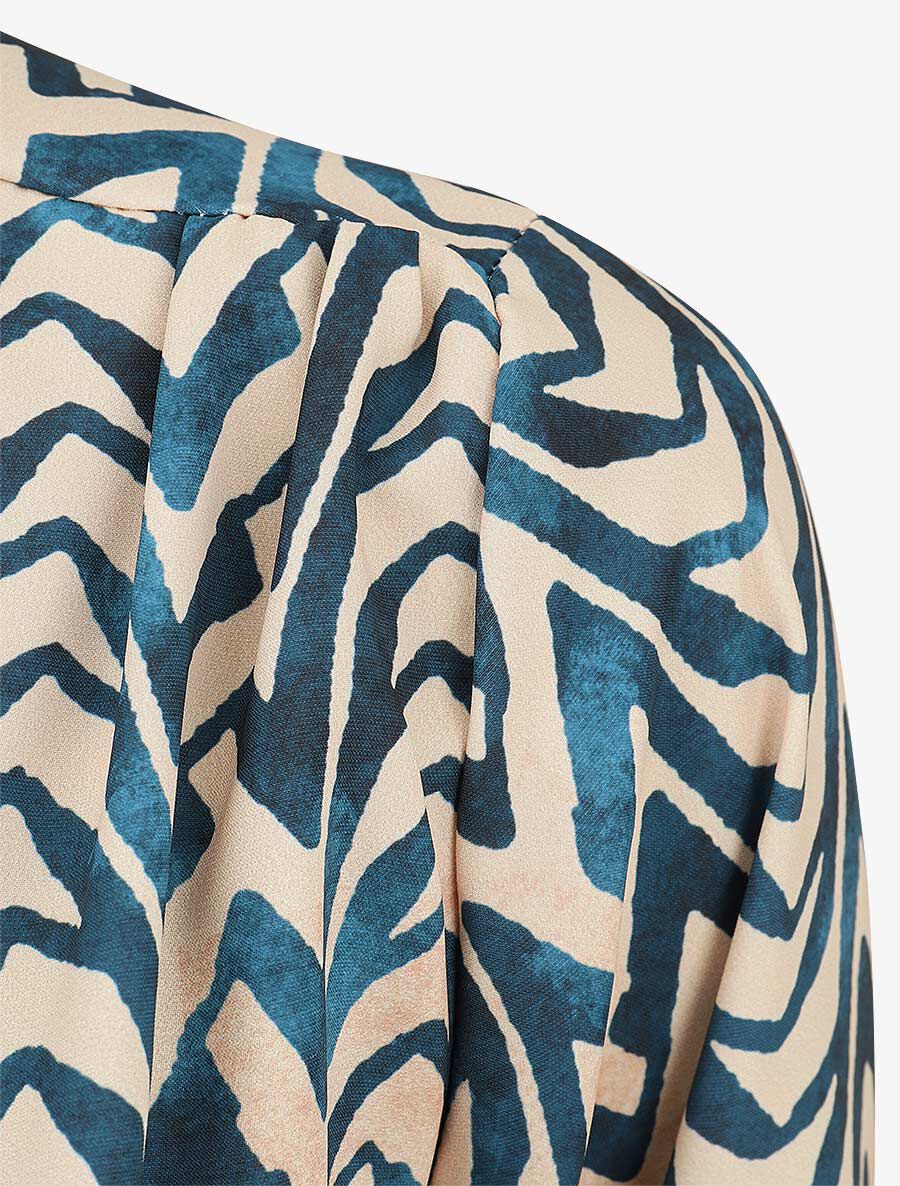 Blouse imprimé vagues stylisées - Bleu canard - 3