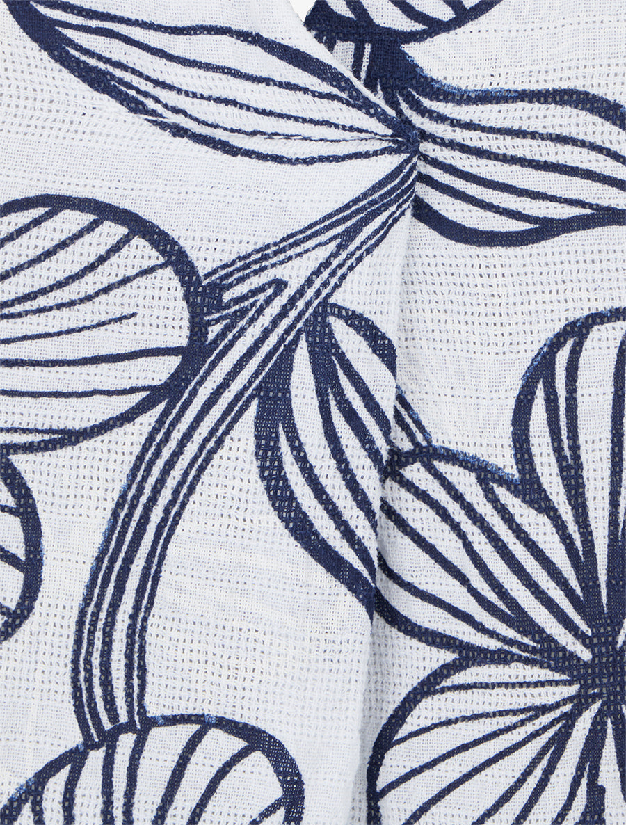 Blouse imprimé hawaïen effet lin - Blanc - 3