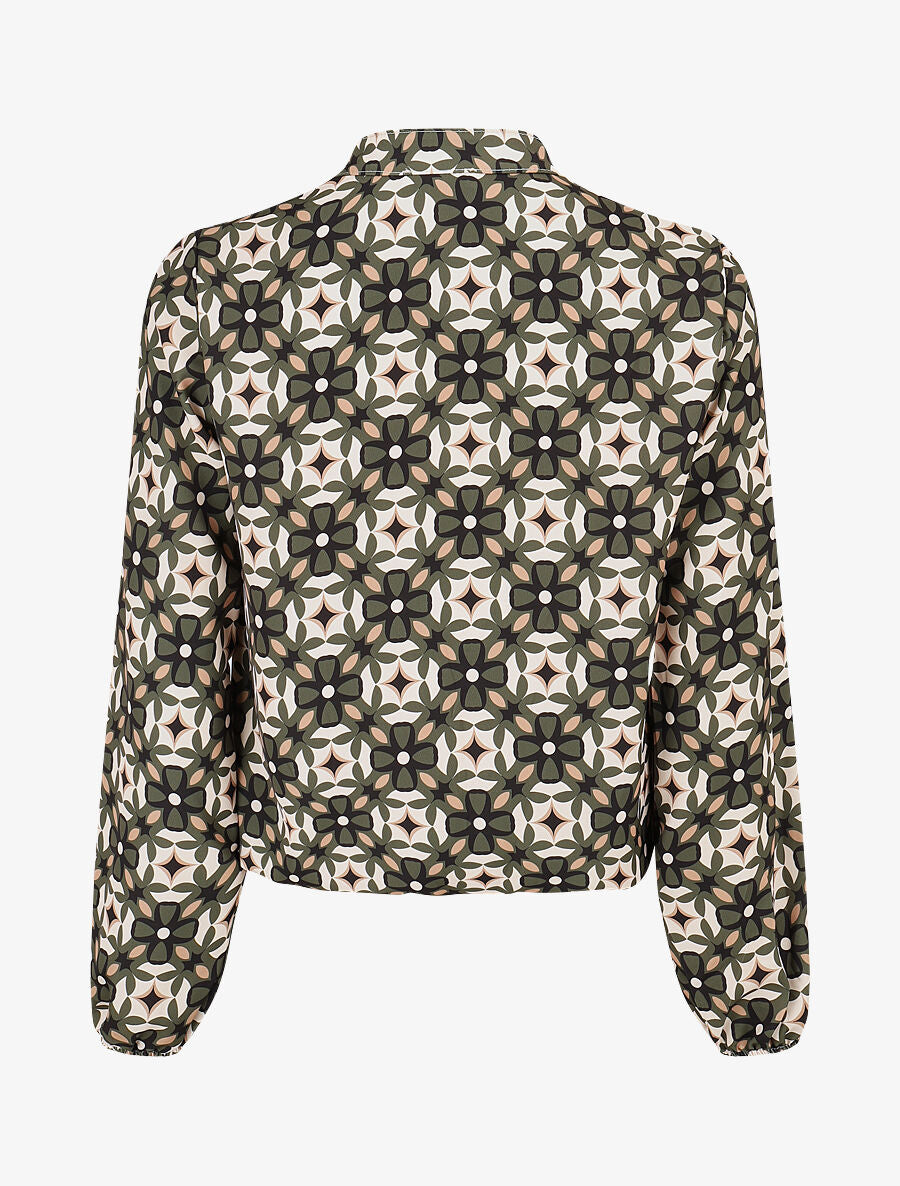 Blouse imprimé fleurs graphiques - Kaki - 2