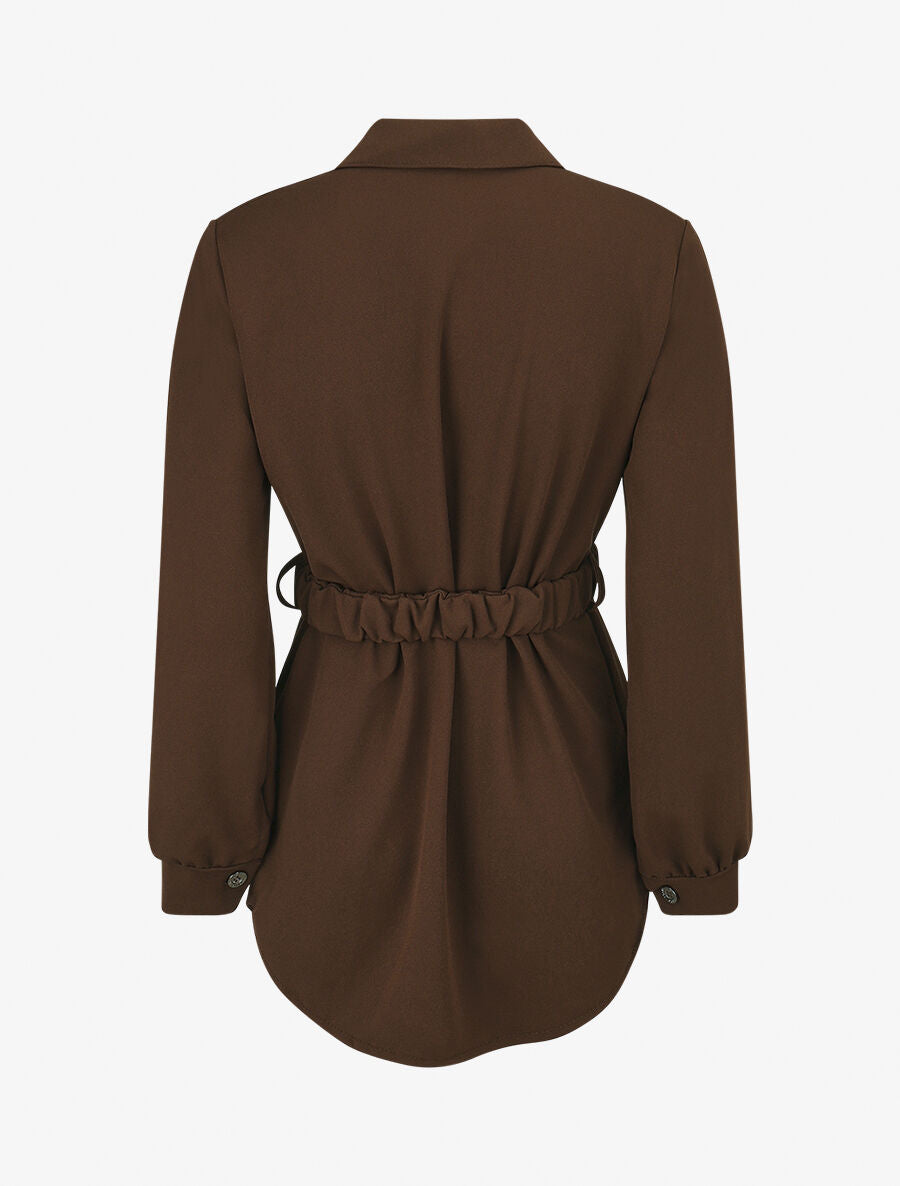 Chemise cintrée à ceinture élastique - Marron - 2