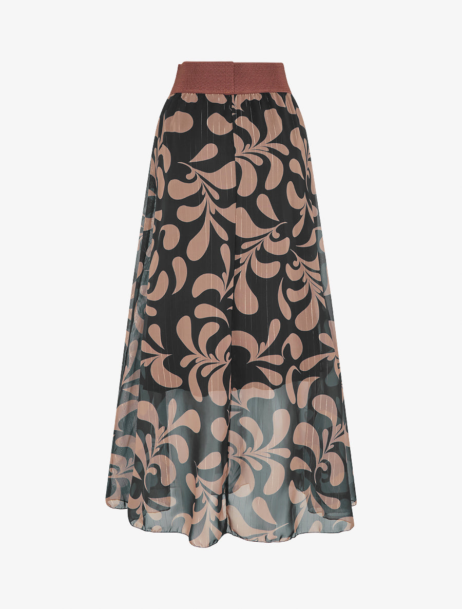 Jupe longue imprimé baroque - Noir - 2