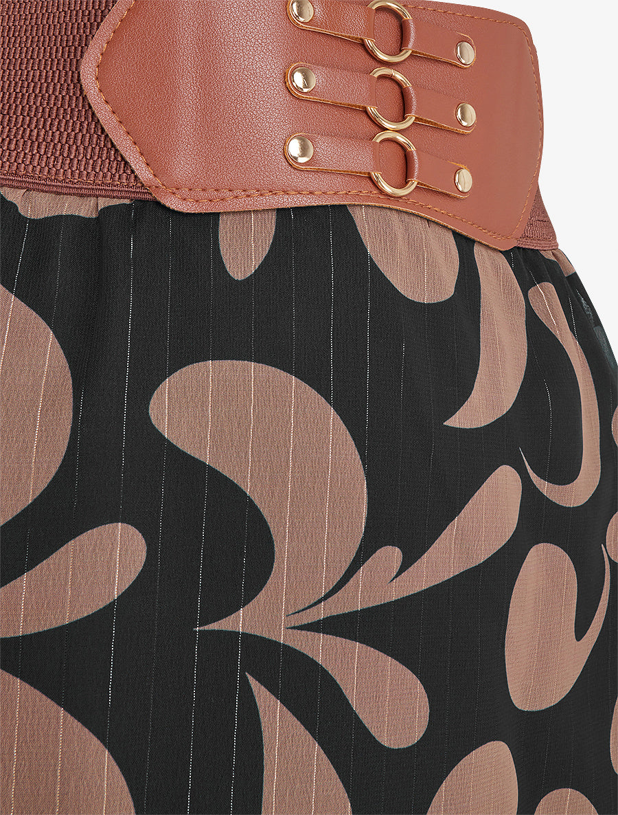 Jupe longue imprimé baroque - Noir - 3