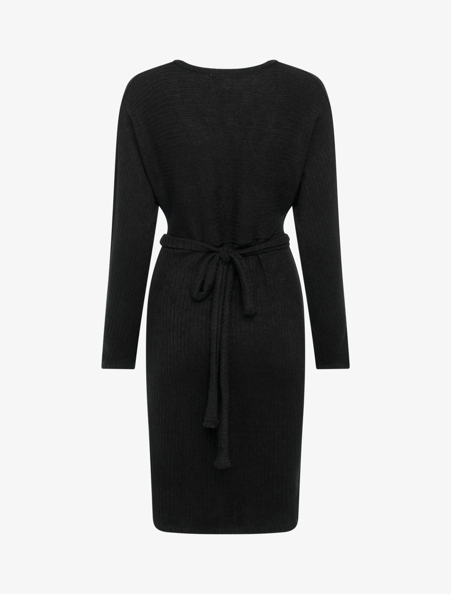 Robe pull moulante à ceinture bijou - Noir - 2