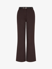 Pantalon droit ceinturé imprimé - Marron - 1