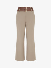Pantalon droit à double ceintures - Taupe clair - 1