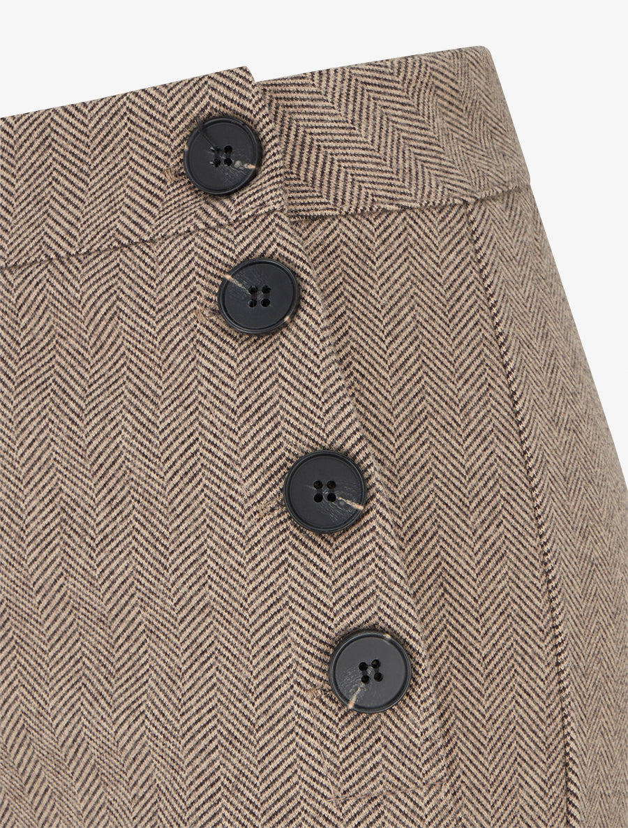 Pantalon à pont droit imprimé chevron - Beige - 3