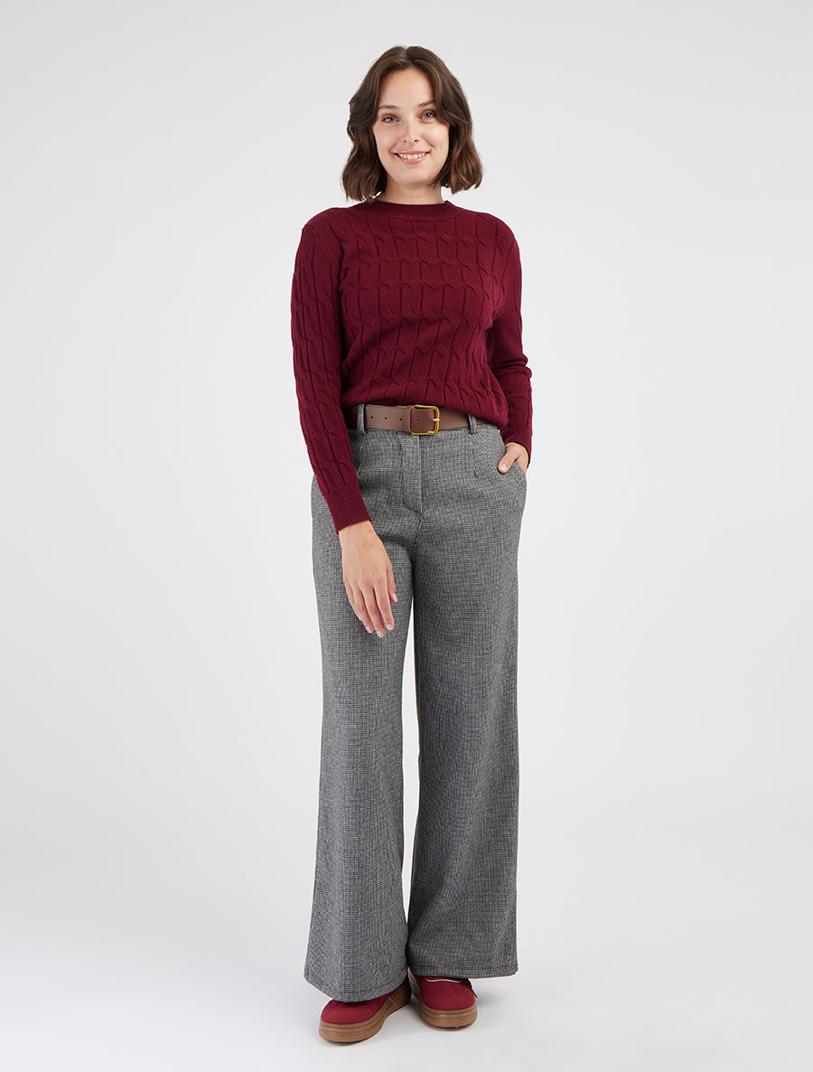 Pantaloni ampi stampati pied de poule - Nero/grigio