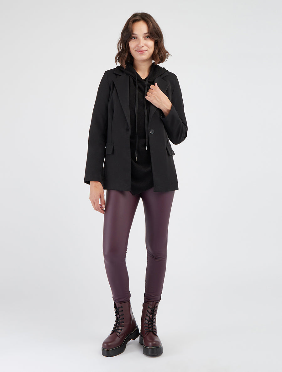 Blazer dritto con spalline - Nero