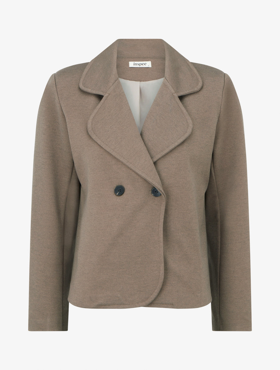 Veste droite croisée - Taupe - 1
