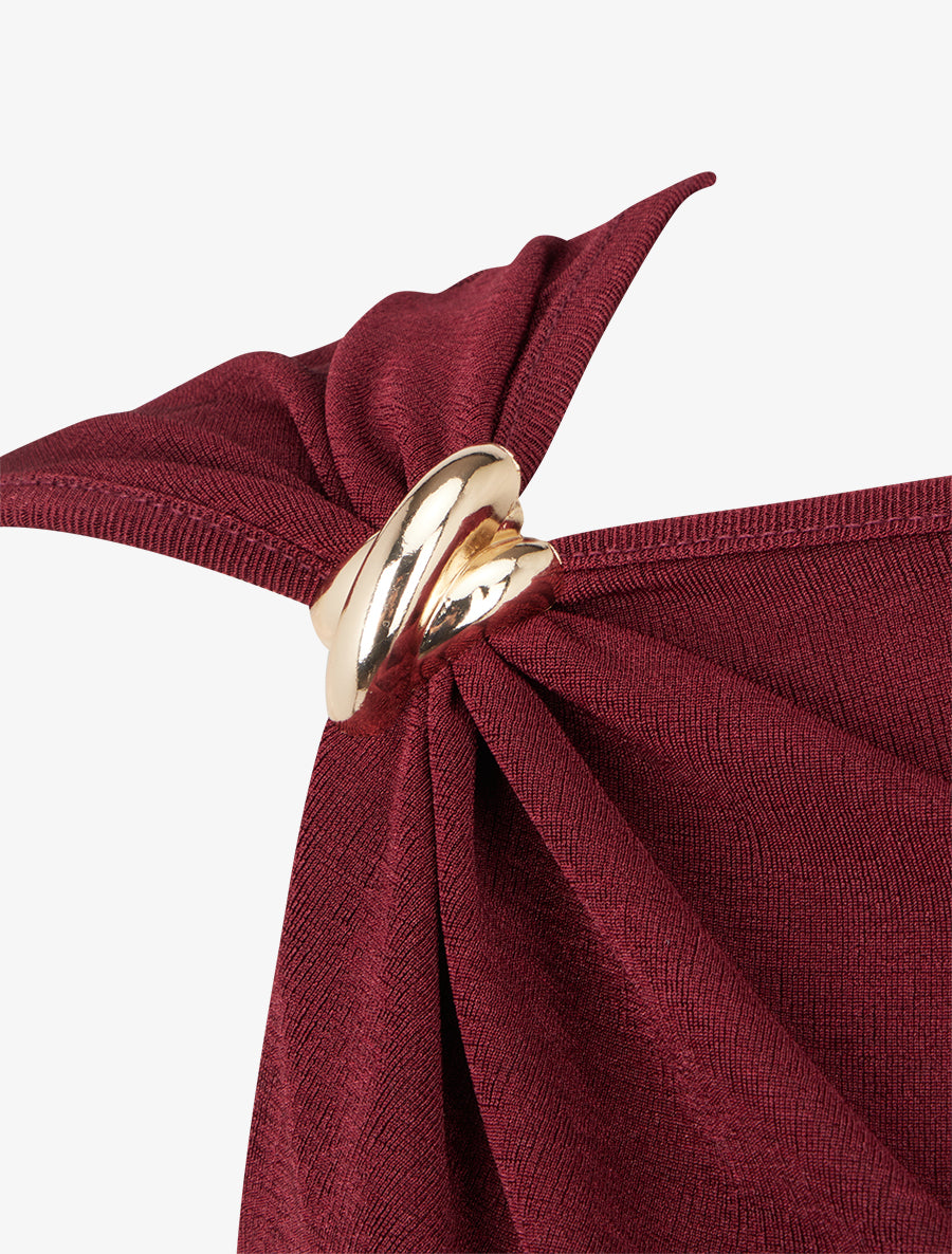 Top uni sans manches à empiècement bijou - Bordeaux - 3