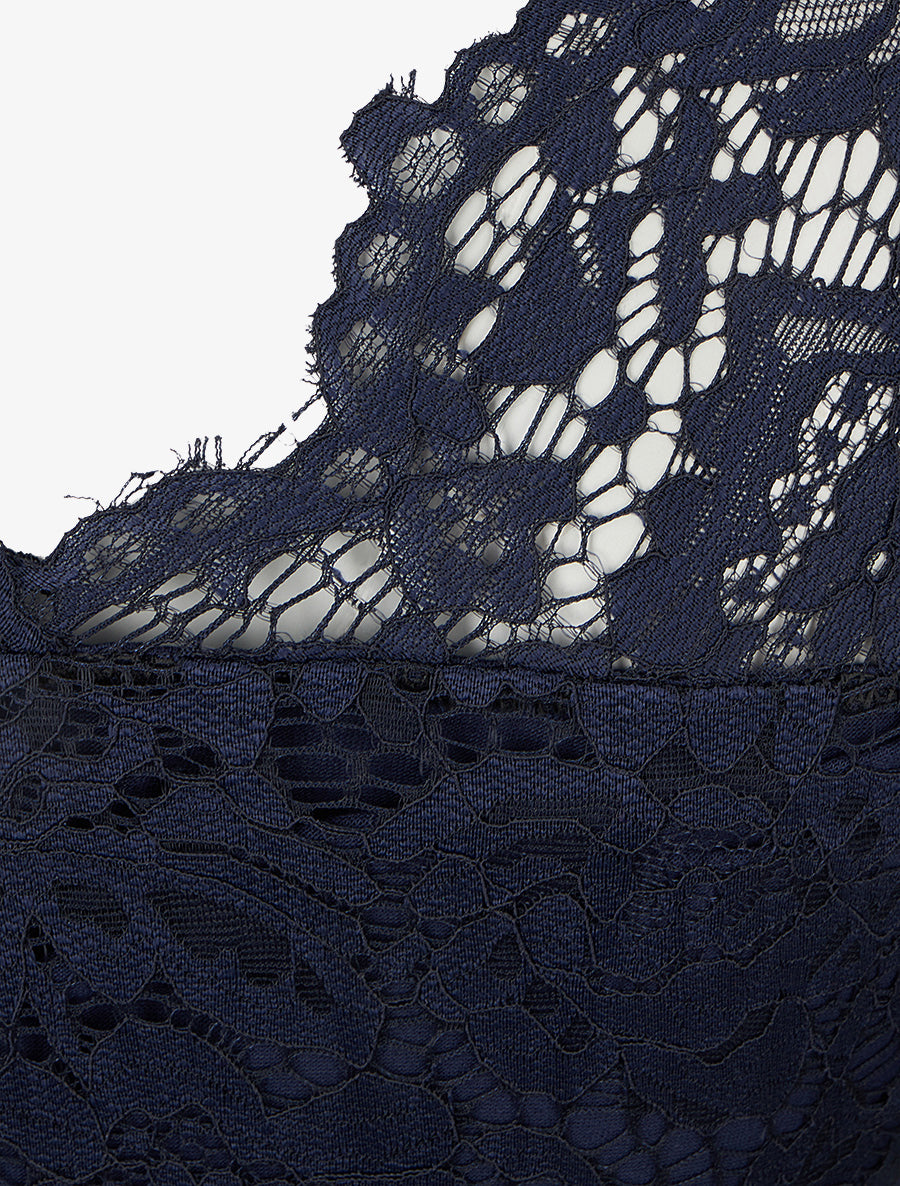 Top uni en dentelle - Marine - 3
