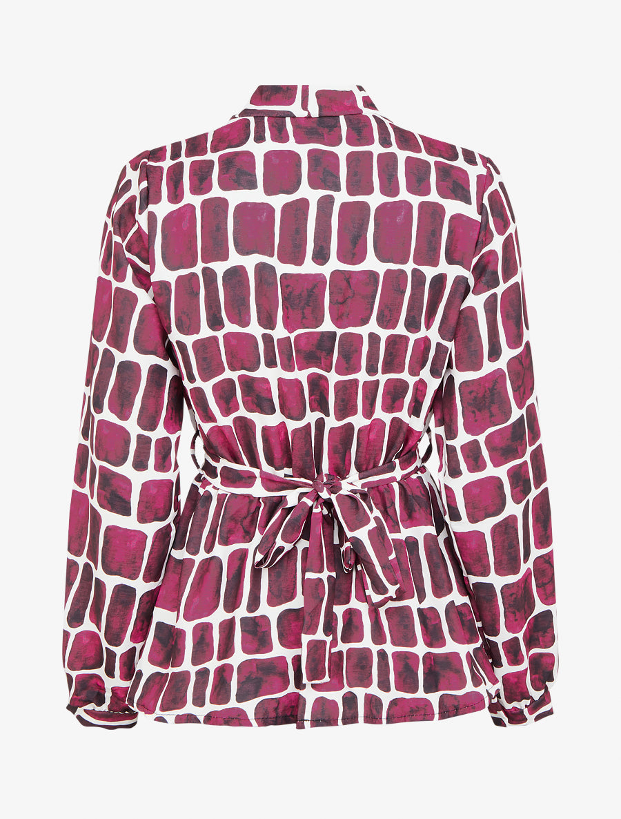 Top ceinturé à imprimé graphique - Violine - 2