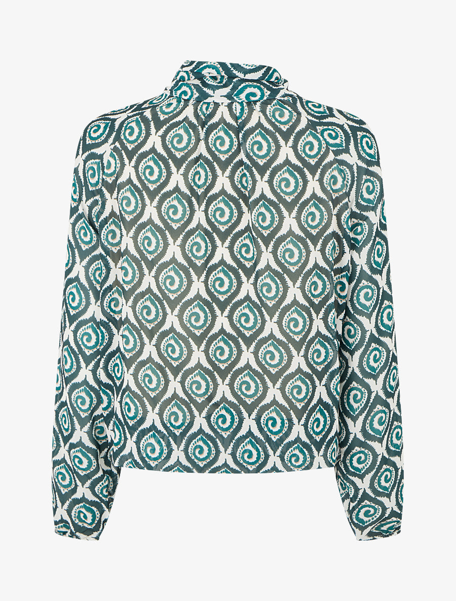 Top imprimé fantaisie à col lavallière - Vert - 2