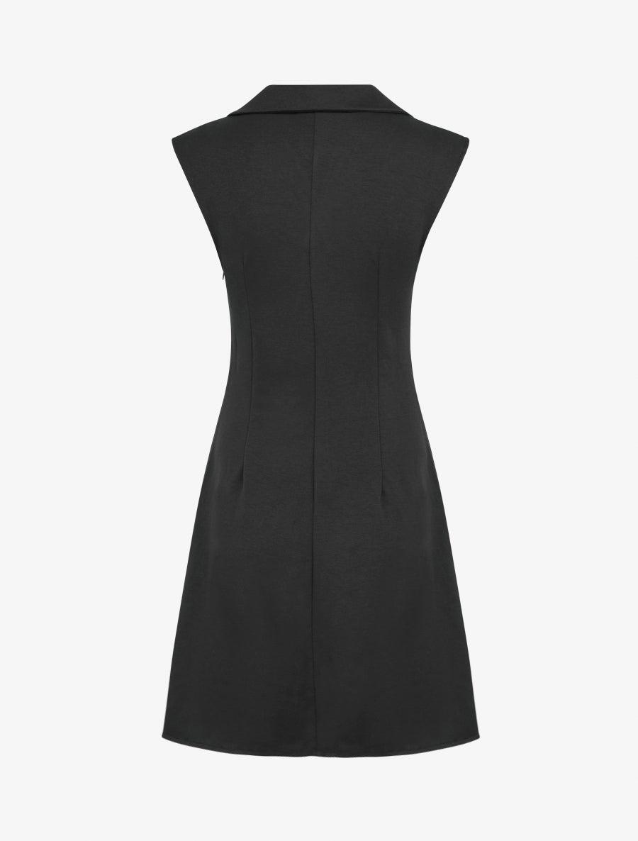 Robe évasée sans manches à col cache-coeur - Noir - 2