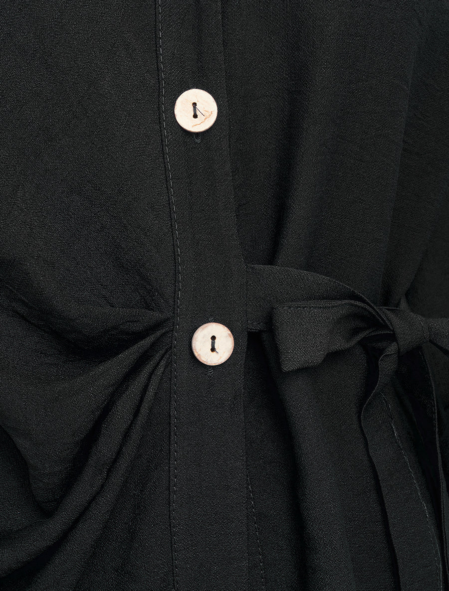 Chemise asymétrique effet drapé - Noir - 3
