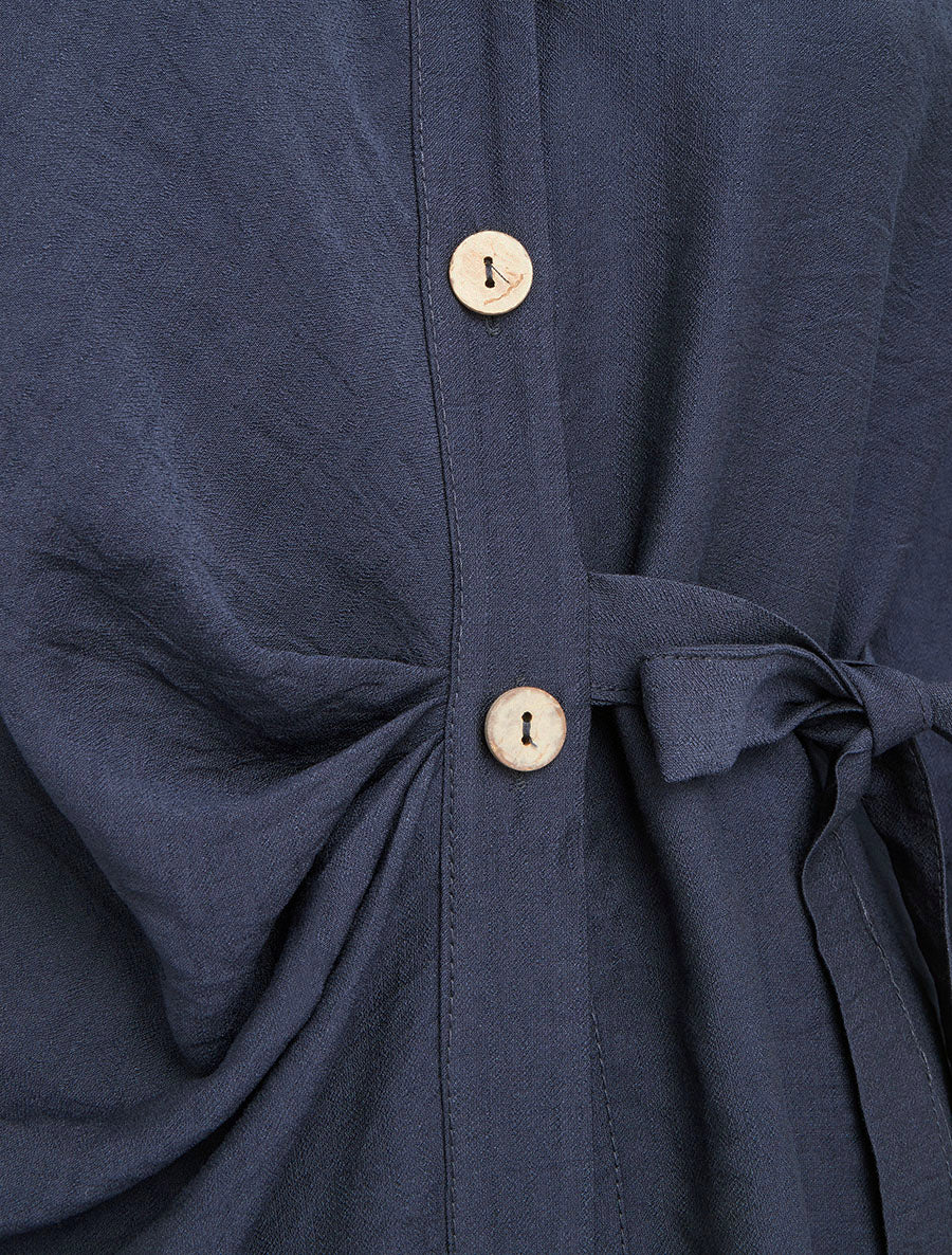 Chemise asymétrique effet drapé - Marine - 3