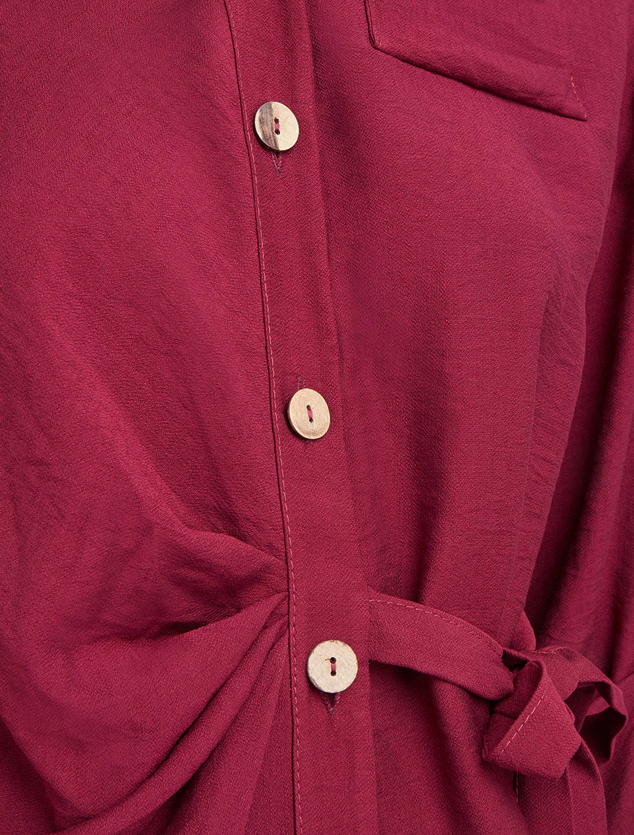 Chemise asymétrique effet drapé - Bordeaux - 3