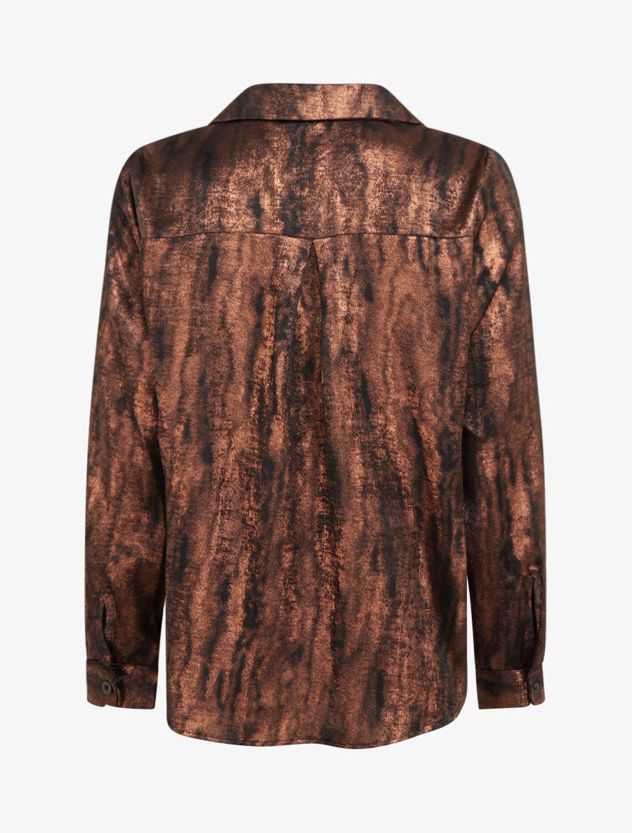Chemise fluide irisée coupe droite - Rouille - 2