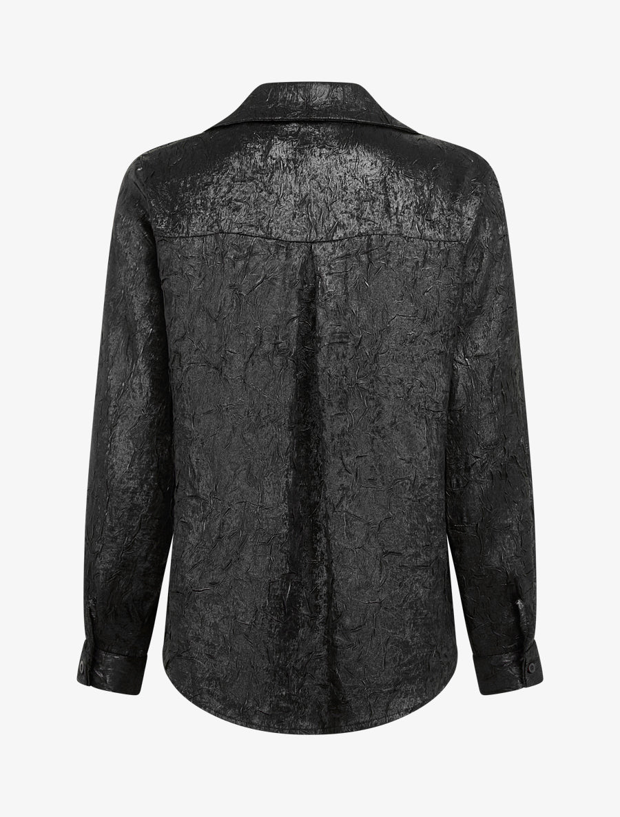 Chemise fluide effet froissé coupe droite - Noir - 2