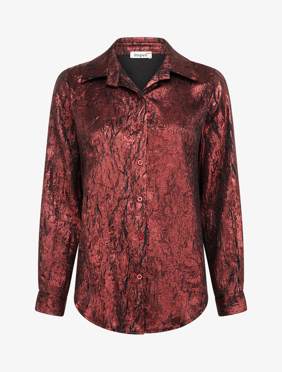 Chemise fluide effet froissé coupe droite - Bordeaux - 1