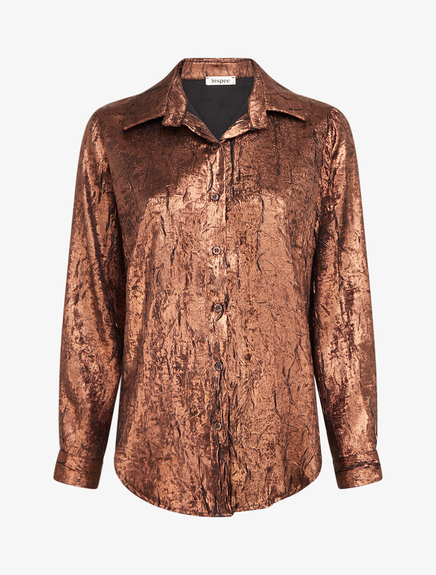 Chemise fluide effet froissé coupe droite - Rouille - 1
