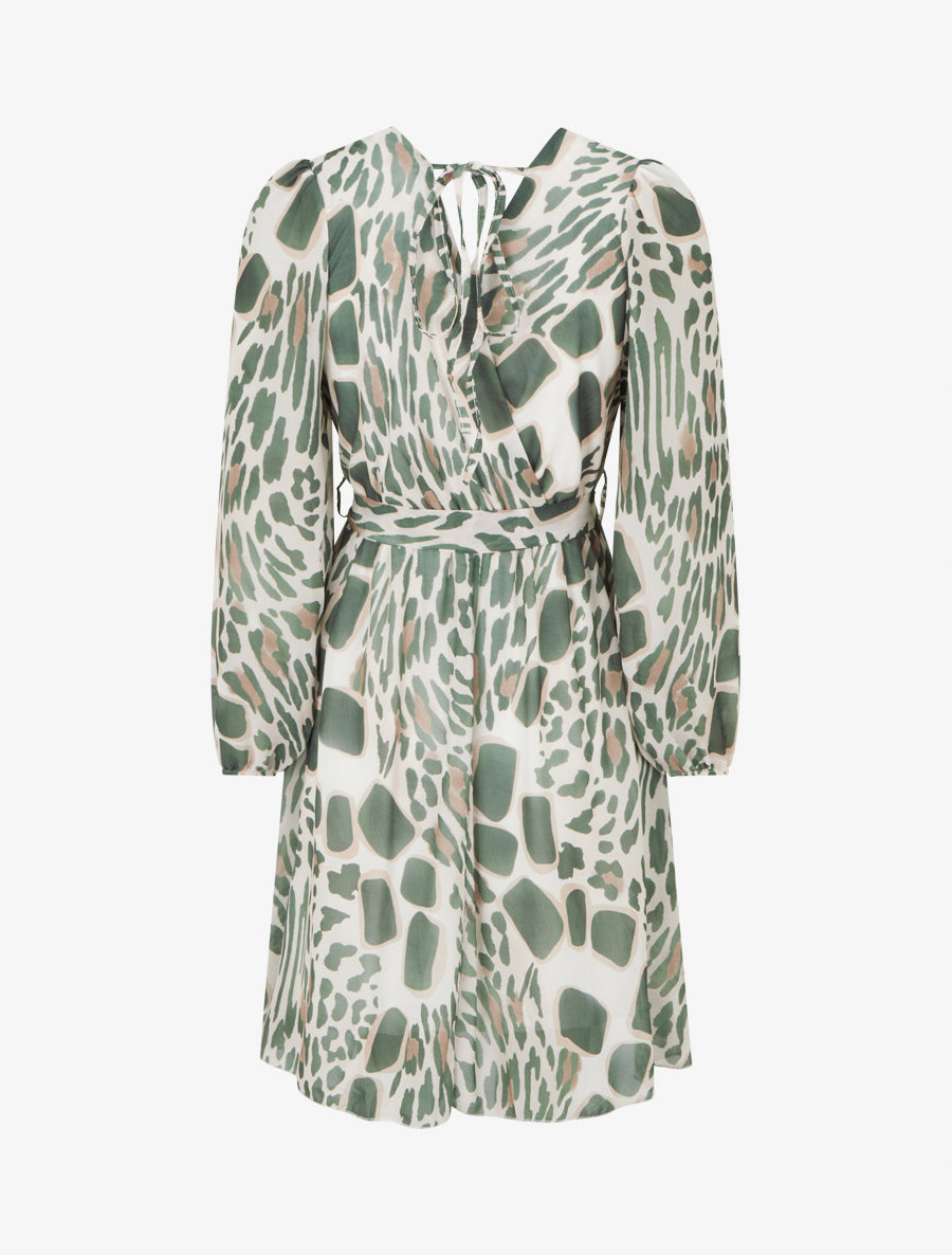 Robe à dos nu V imprimé fantaisie - Kaki - 2