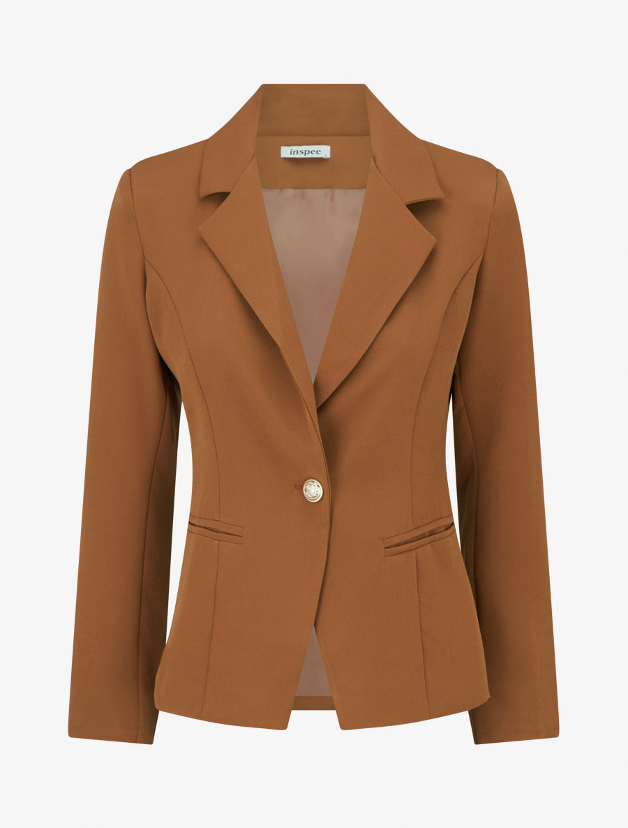 Blazer uni boutonné - Camel - 1