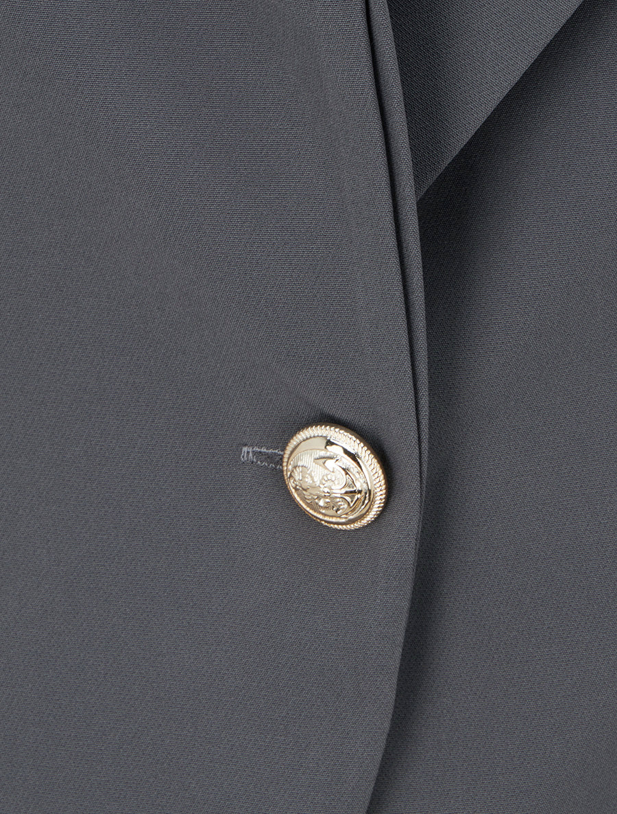 Blazer uni boutonné - Gris - 3