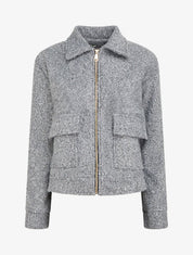 Cappotto corto con tasche a pattina - Grigio