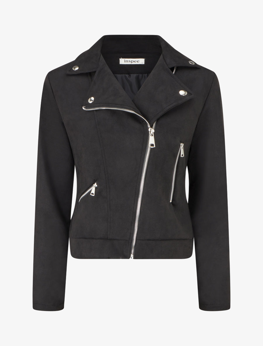 Veste en suédine style perfecto - Noir - 1