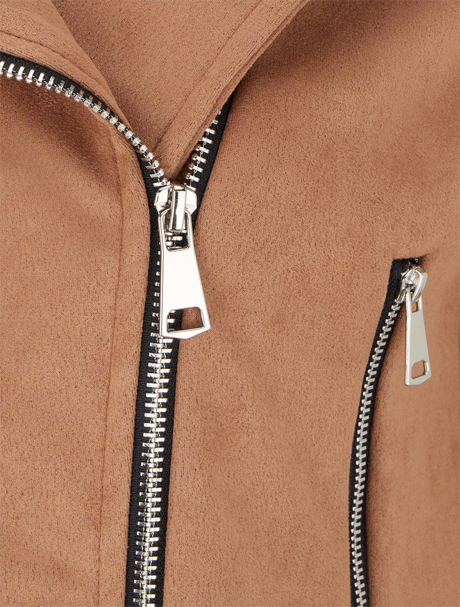 Veste en suédine style perfecto - Camel - 3
